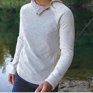 PrAna Brandie Snap Collar Wool Blend Sweater Gray Textured Outdoor Women S